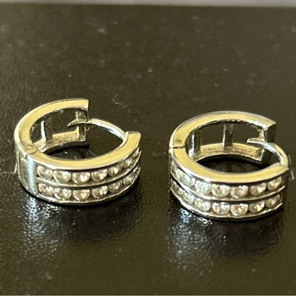 Small silver diamond studded earrings for pierced ears